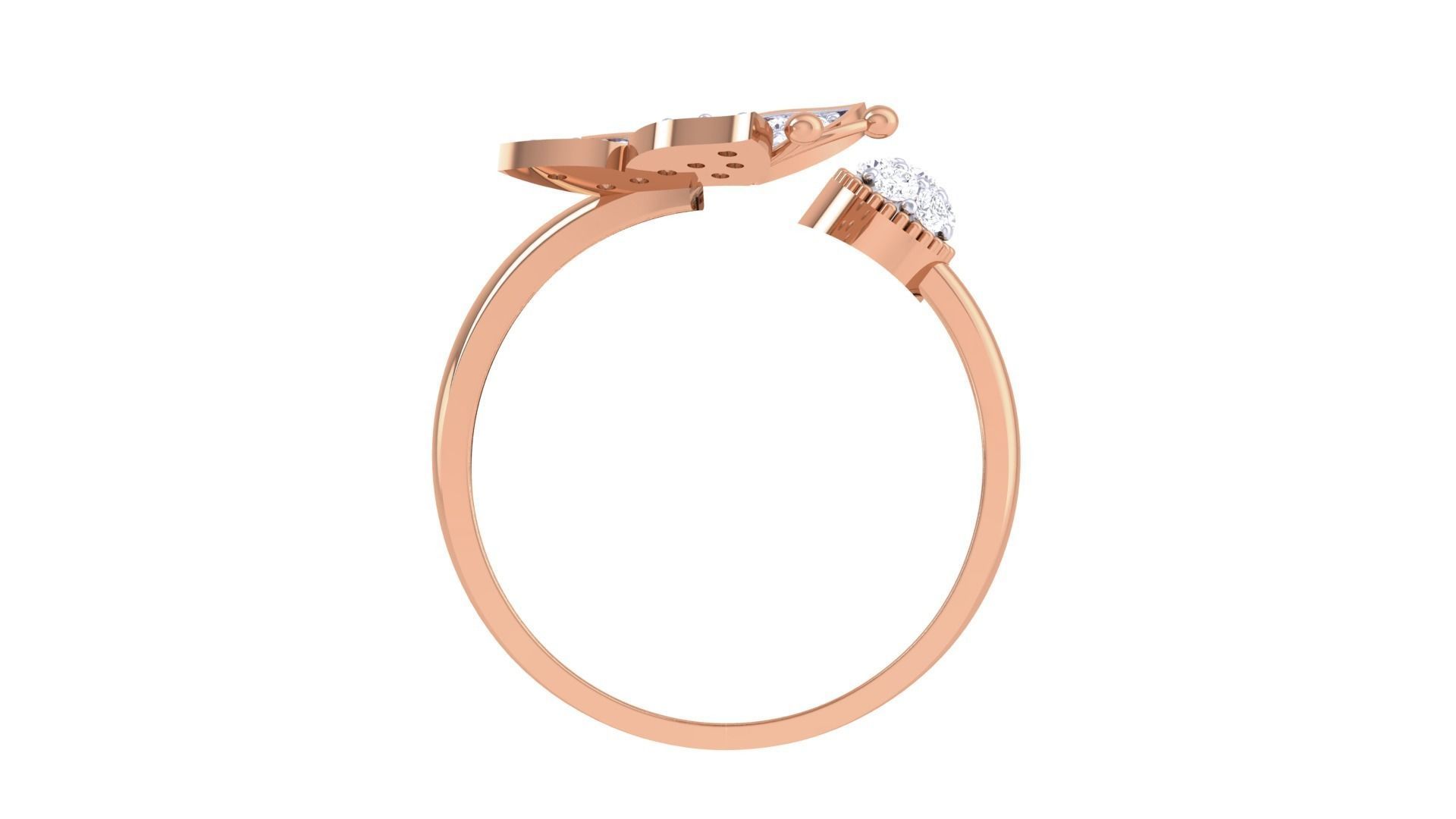 A delicate sterling silver ring featuring a sparkling butterfly and round gemstone.