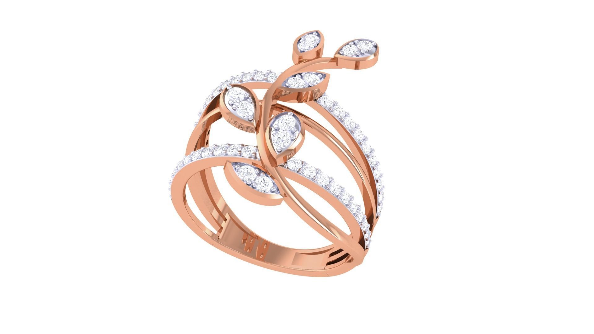 Glimmering Floral Silver Ring with sparkling floral design