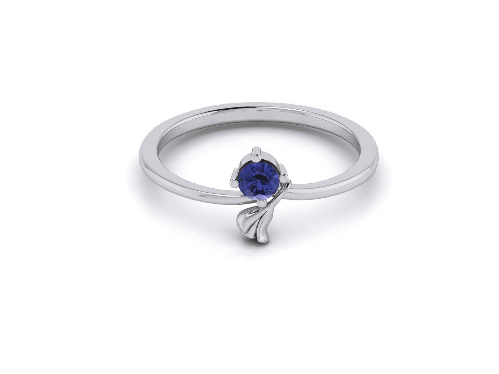 Blue Blossom Silver Ring with blue stone and minimalist flower motif