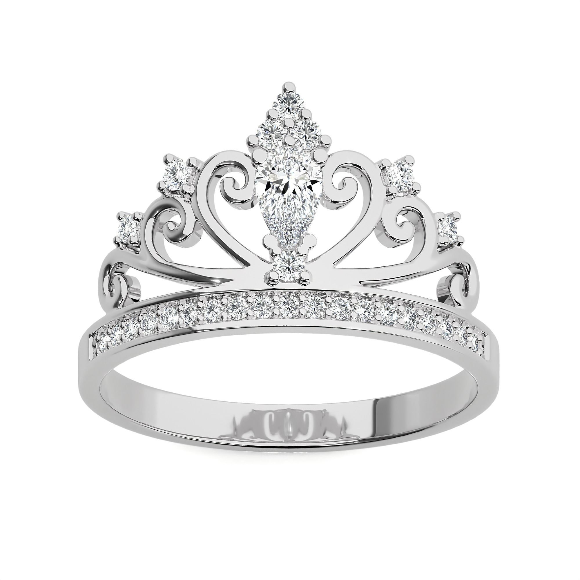 Silver Crown Jewel Ring with sparkling gemstones and a regal design