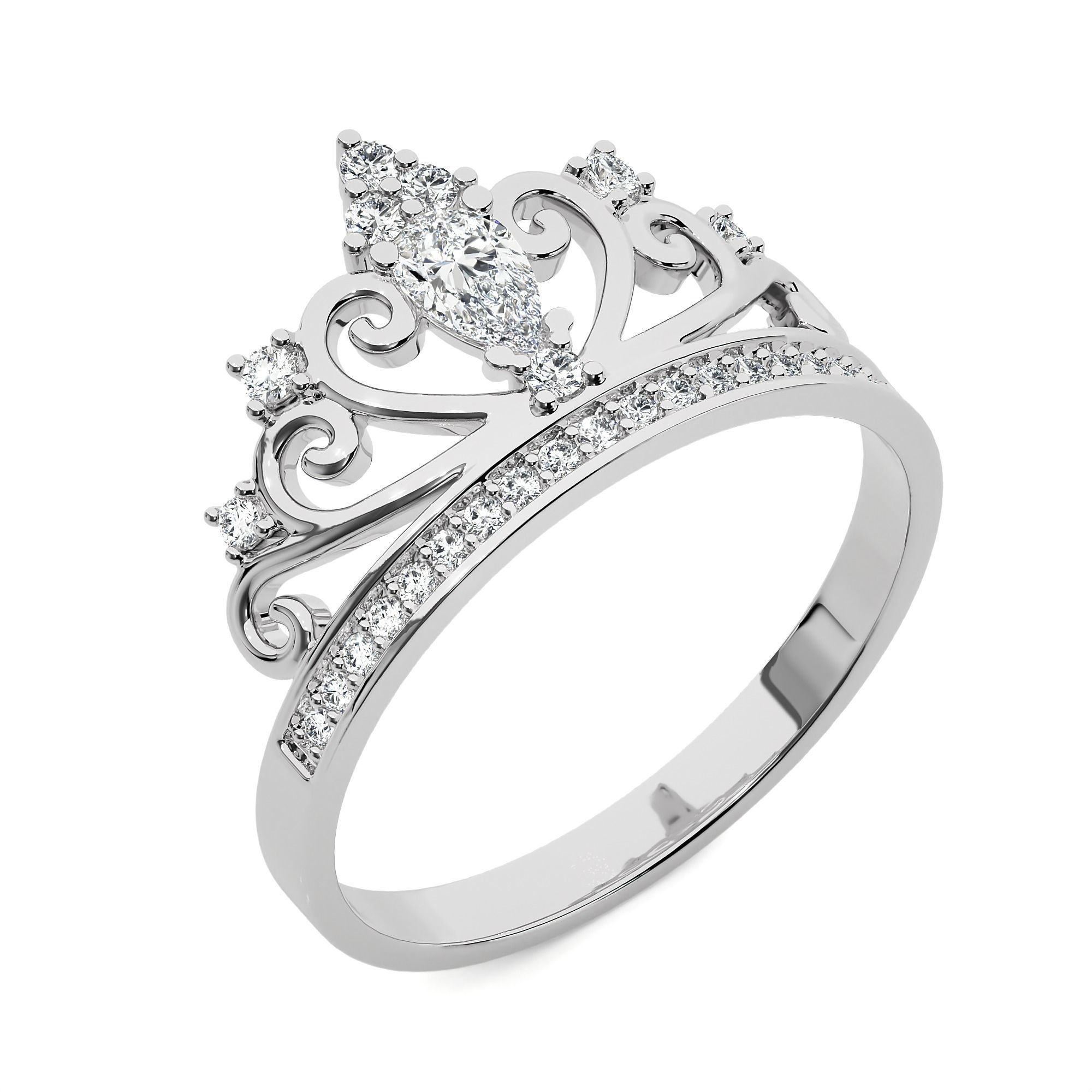 Silver Crown Jewel Ring with sparkling gemstones and a regal design