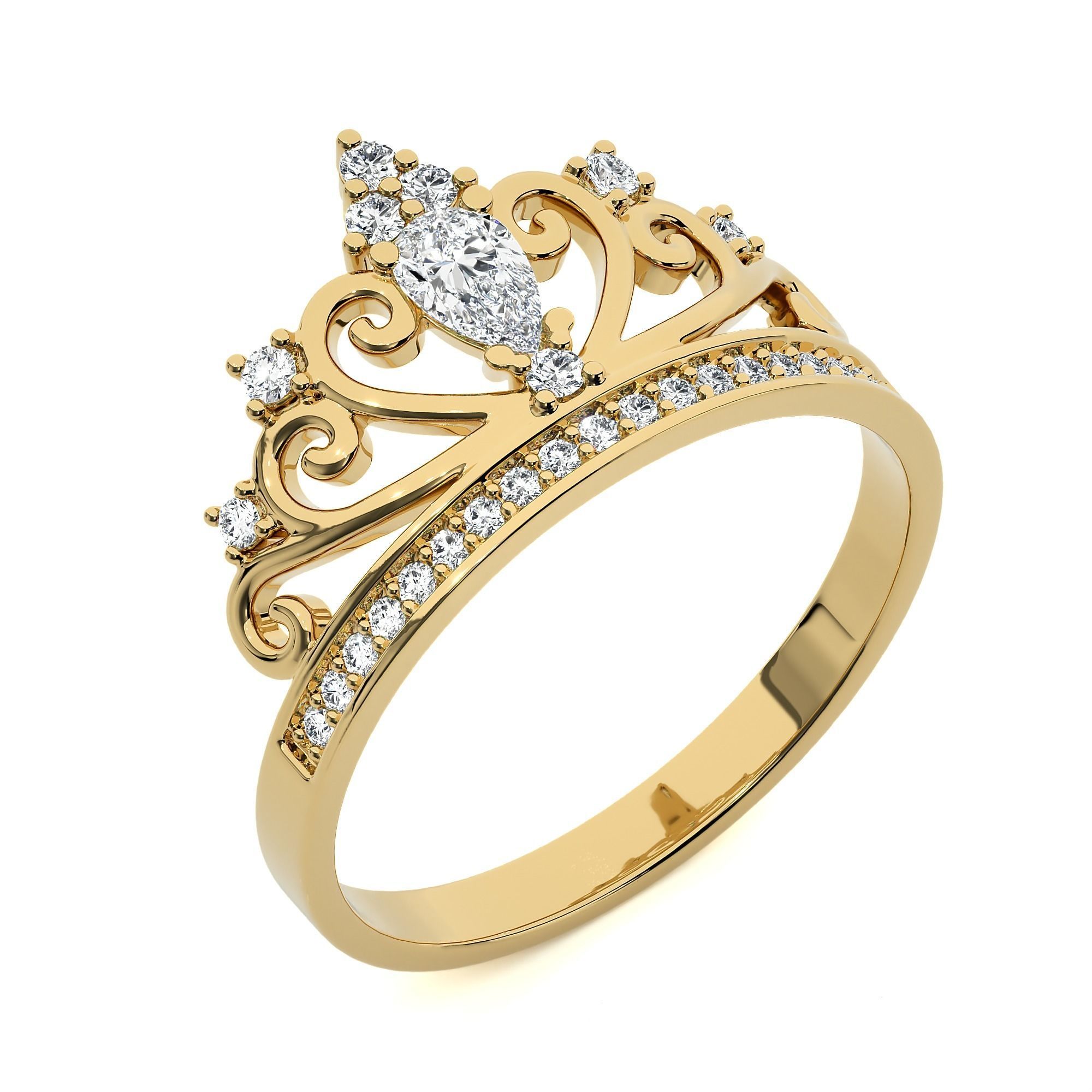Silver Crown Jewel Ring with sparkling gemstones and a regal design
