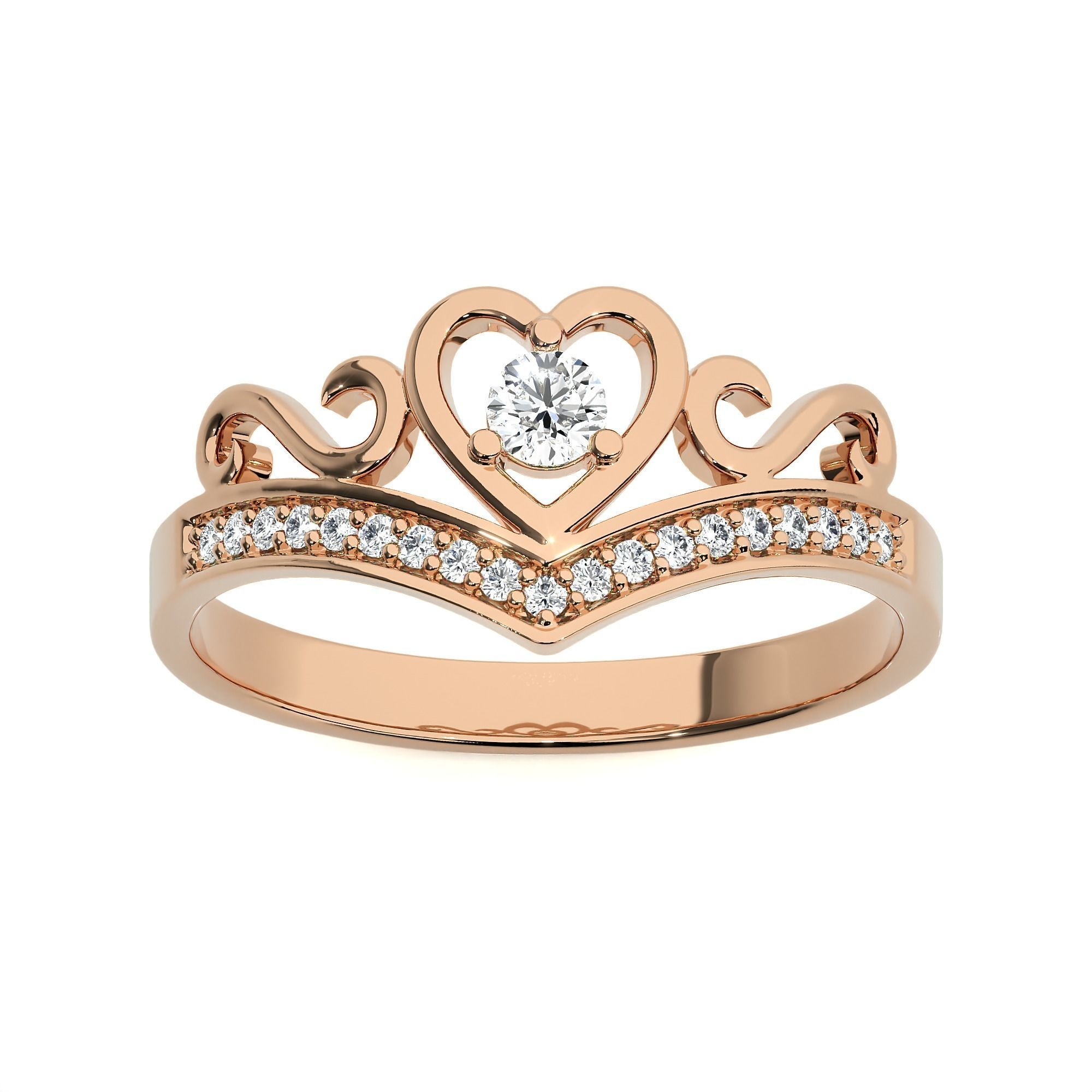 Silver Crown Heart Ring with a heart-shaped gemstone and regal crown setting