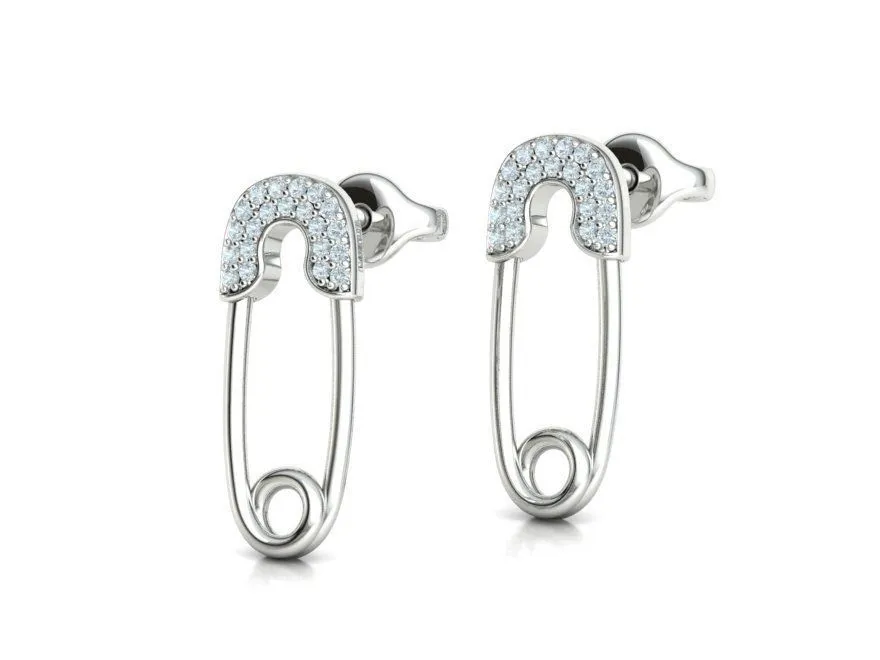 High-polished Diamond Pin Stud Earrings with a beautifully set diamond, symbolizing elegance and modern sophistication, perfect for any occasion.
