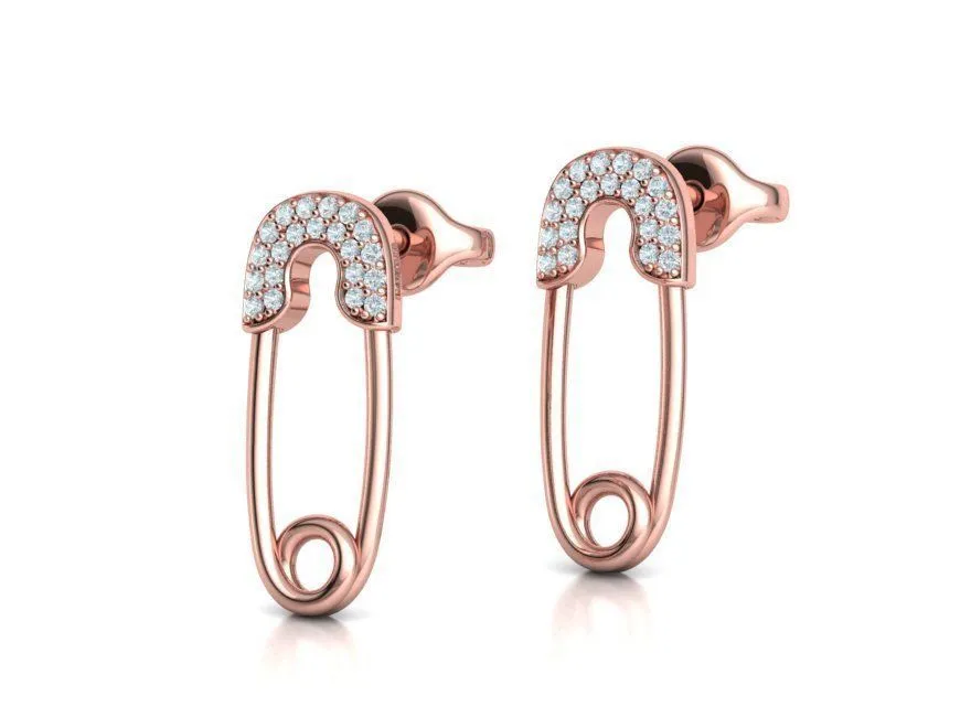 High-polished Diamond Pin Stud Earrings with a beautifully set diamond, symbolizing elegance and modern sophistication, perfect for any occasion.