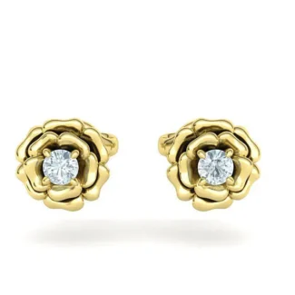 Floral Rose Stud Earring, Sterling Silver 925, rose motif, high polish, made in Turkey