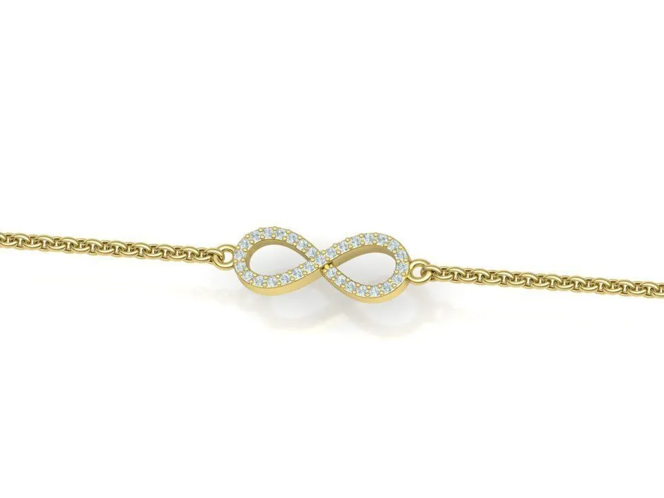 High-polished Infinity Diamond Bracelet with an intricate infinity symbol adorned with sparkling diamonds, symbolizing endless love and elegance, perfect for any occasion.