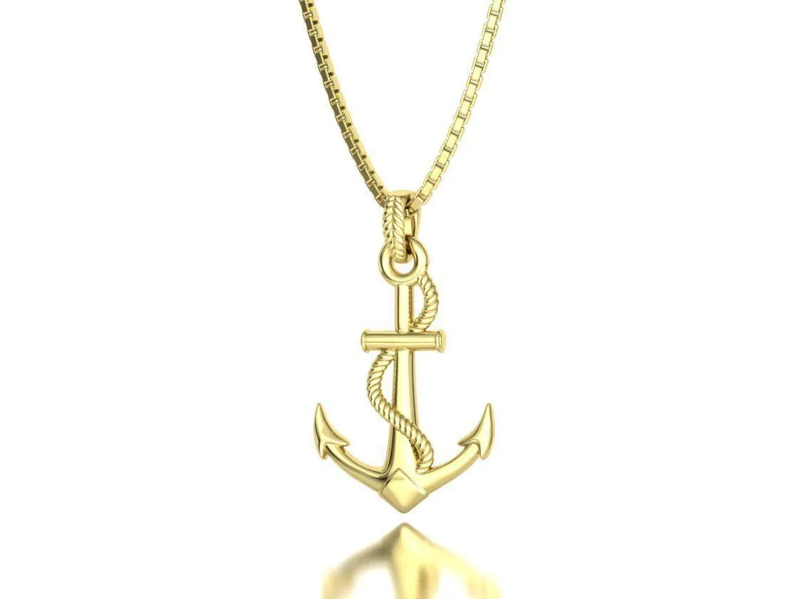 High-polished Mariner's Anchor Chain Necklace with an intricate anchor chain design, symbolizing strength and nautical elegance, perfect for any occasion.