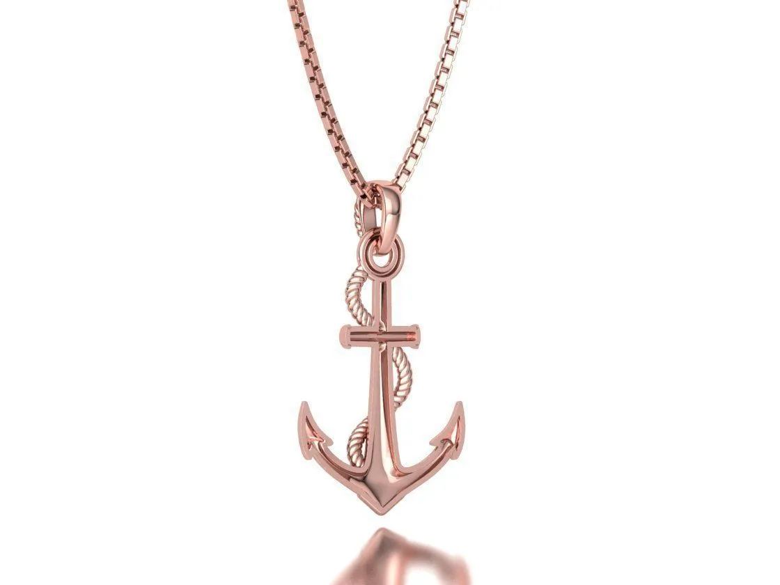 High-polished Mariner's Anchor Chain Necklace with an intricate anchor chain design, symbolizing strength and nautical elegance, perfect for any occasion.