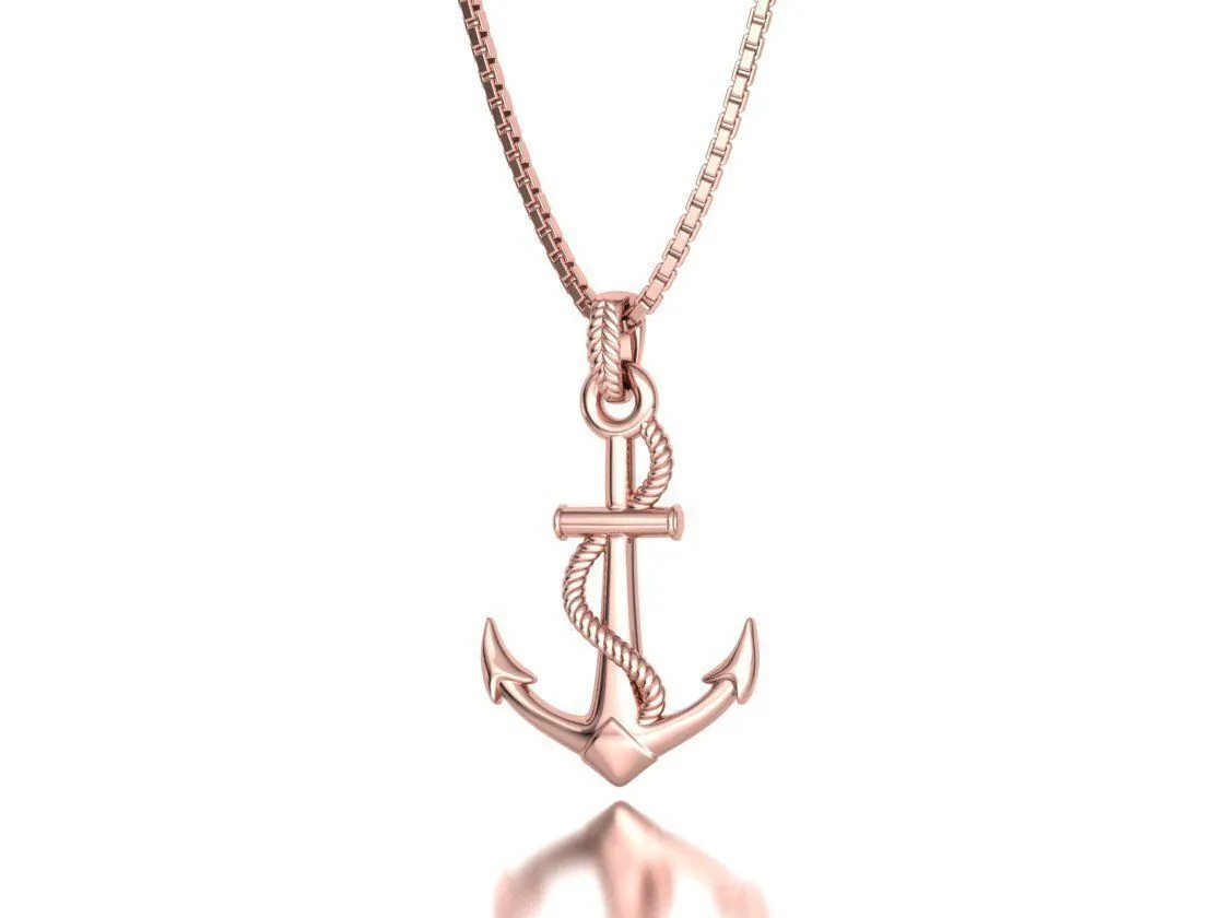 High-polished Mariner's Anchor Chain Necklace with an intricate anchor chain design, symbolizing strength and nautical elegance, perfect for any occasion.