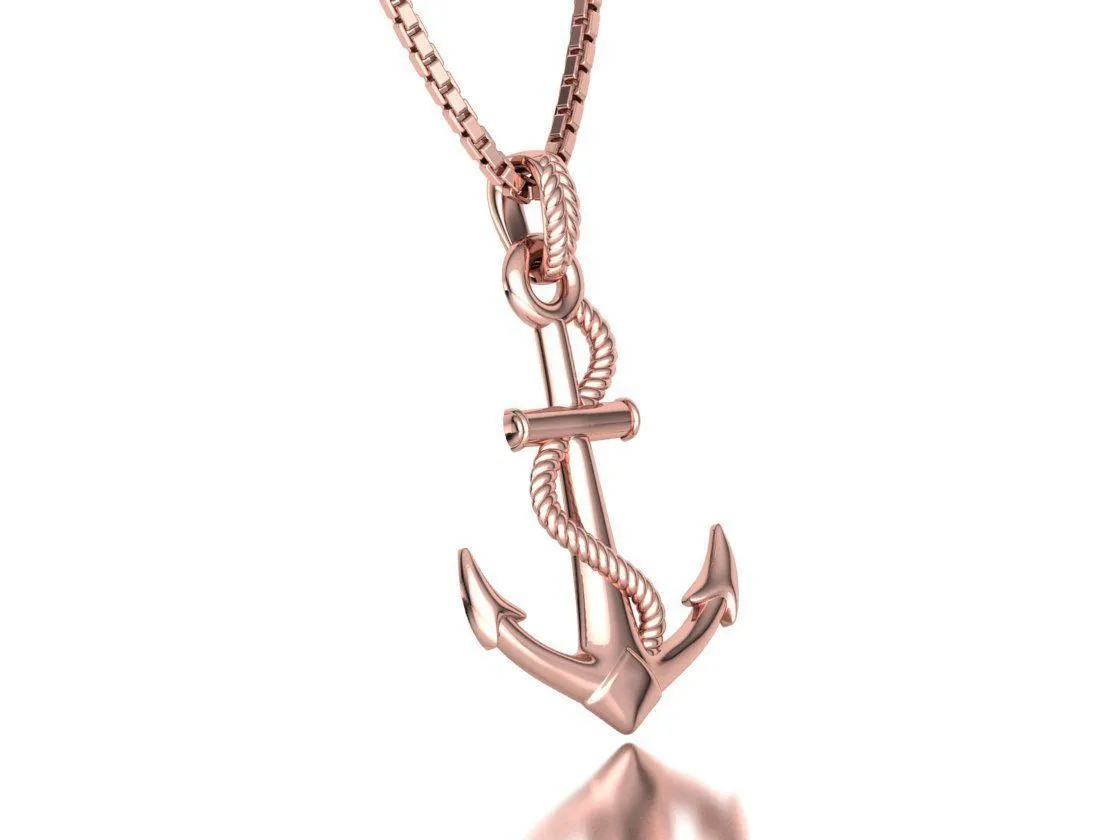 High-polished Mariner's Anchor Chain Necklace with an intricate anchor chain design, symbolizing strength and nautical elegance, perfect for any occasion.