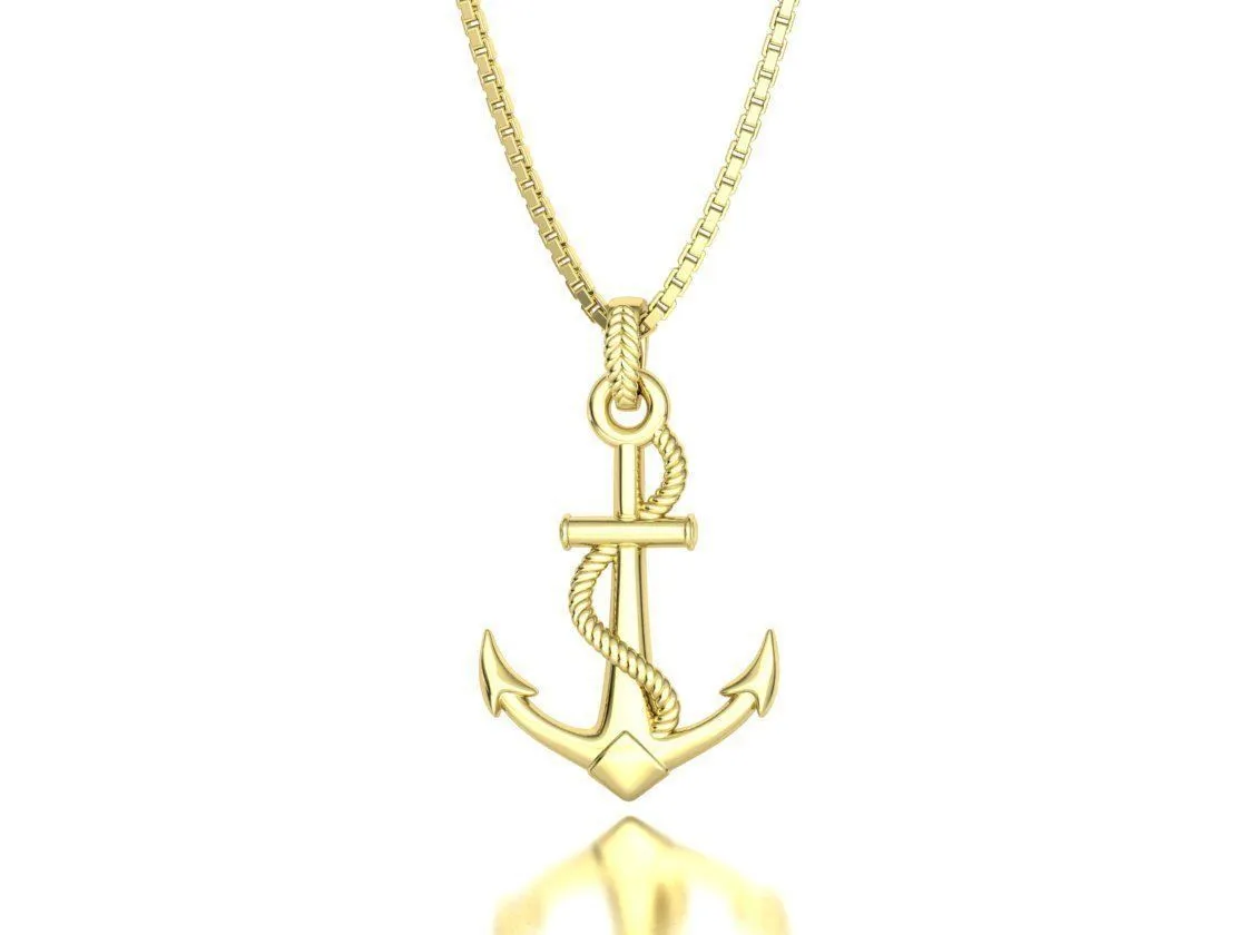High-polished Mariner's Anchor Chain Necklace with an intricate anchor chain design, symbolizing strength and nautical elegance, perfect for any occasion.