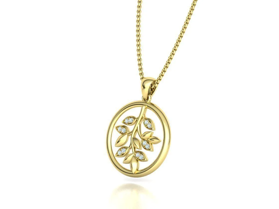 High-polished Graceful Leaf Medallion Necklace with an intricate leaf design, symbolizing natural elegance and sophistication, perfect for any occasion.