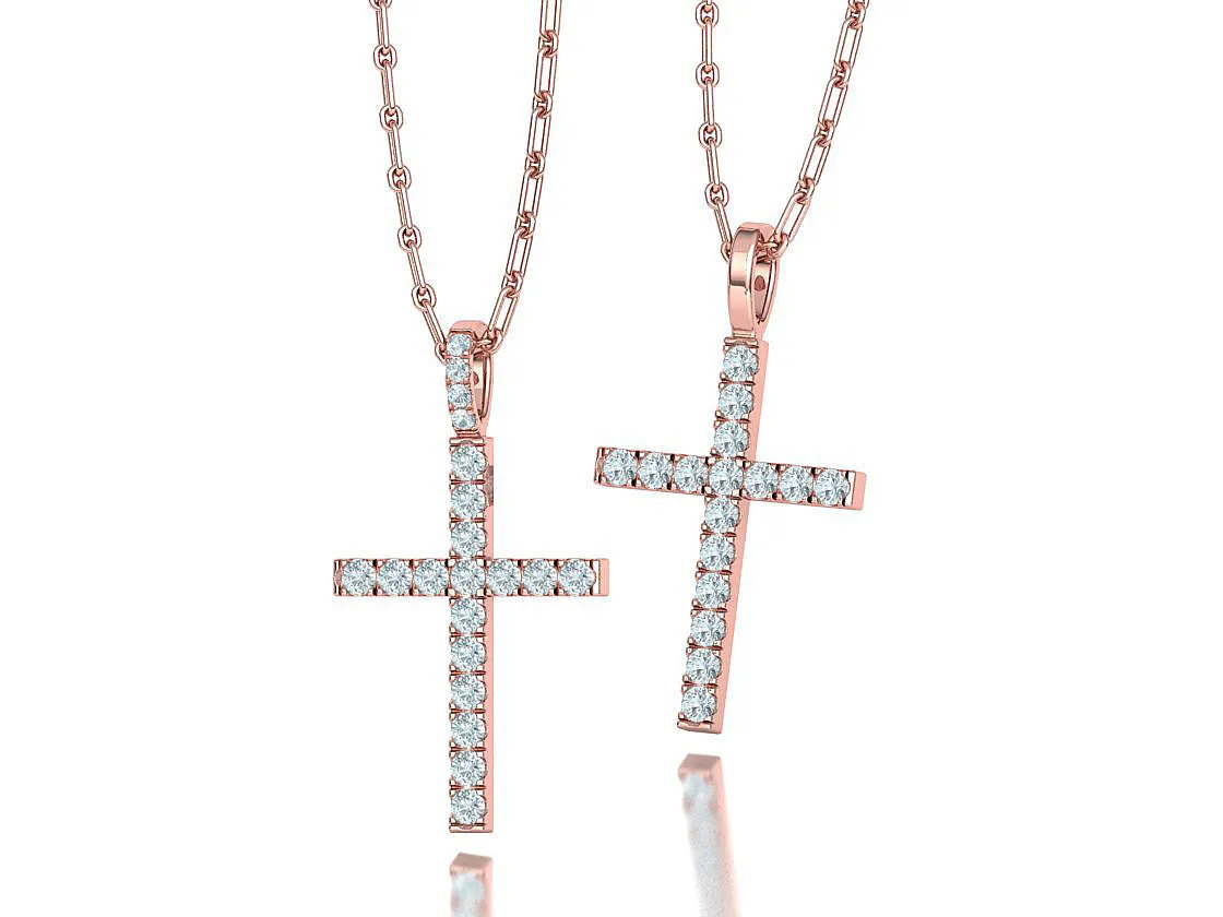WN-004-Luminous Cross Charm Necklace-13 High-polished Luminous Cross Charm Necklace with an intricate cross design, symbolizing faith and elegance, perfect for any occasion.