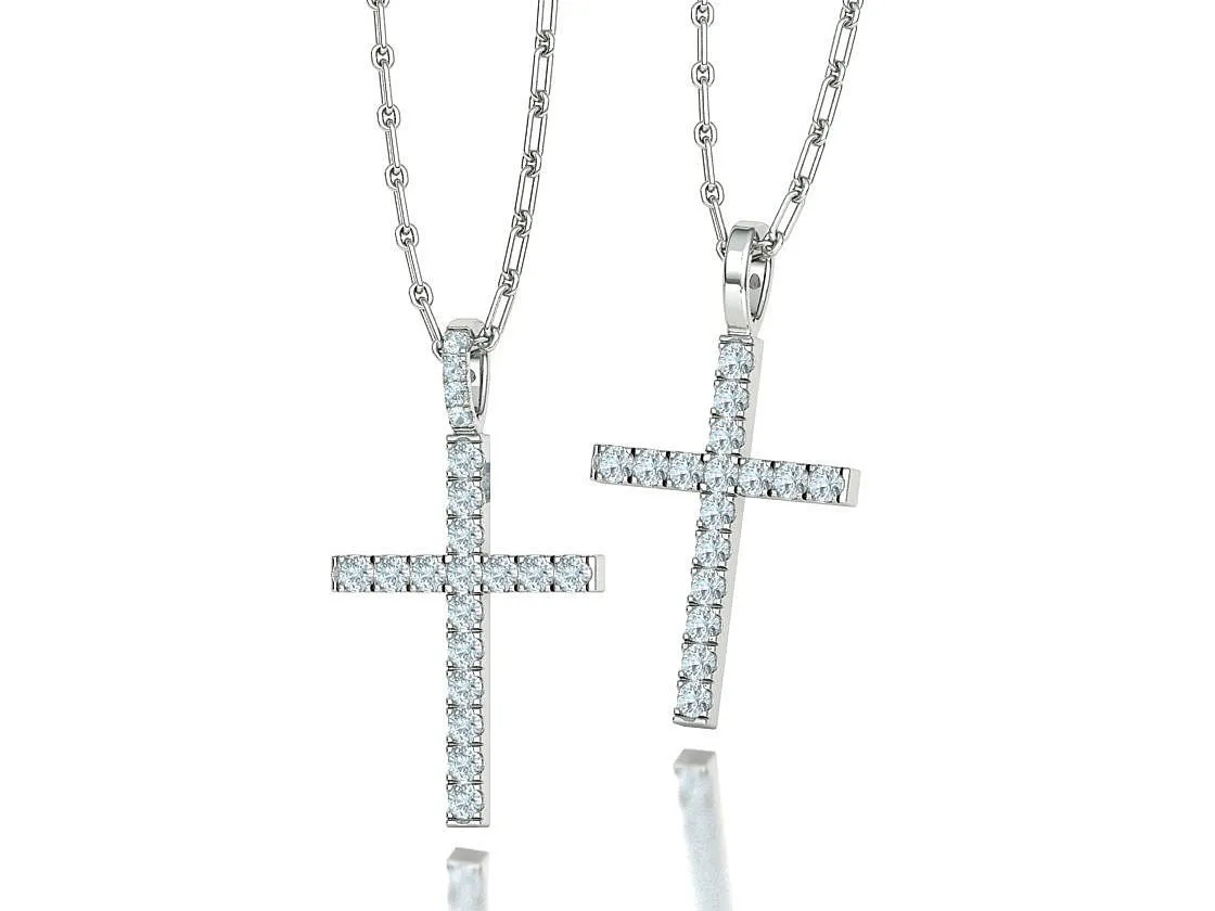 WN-004-Luminous Cross Charm Necklace-18 High-polished Luminous Cross Charm Necklace with an intricate cross design, symbolizing faith and elegance, perfect for any occasion.
