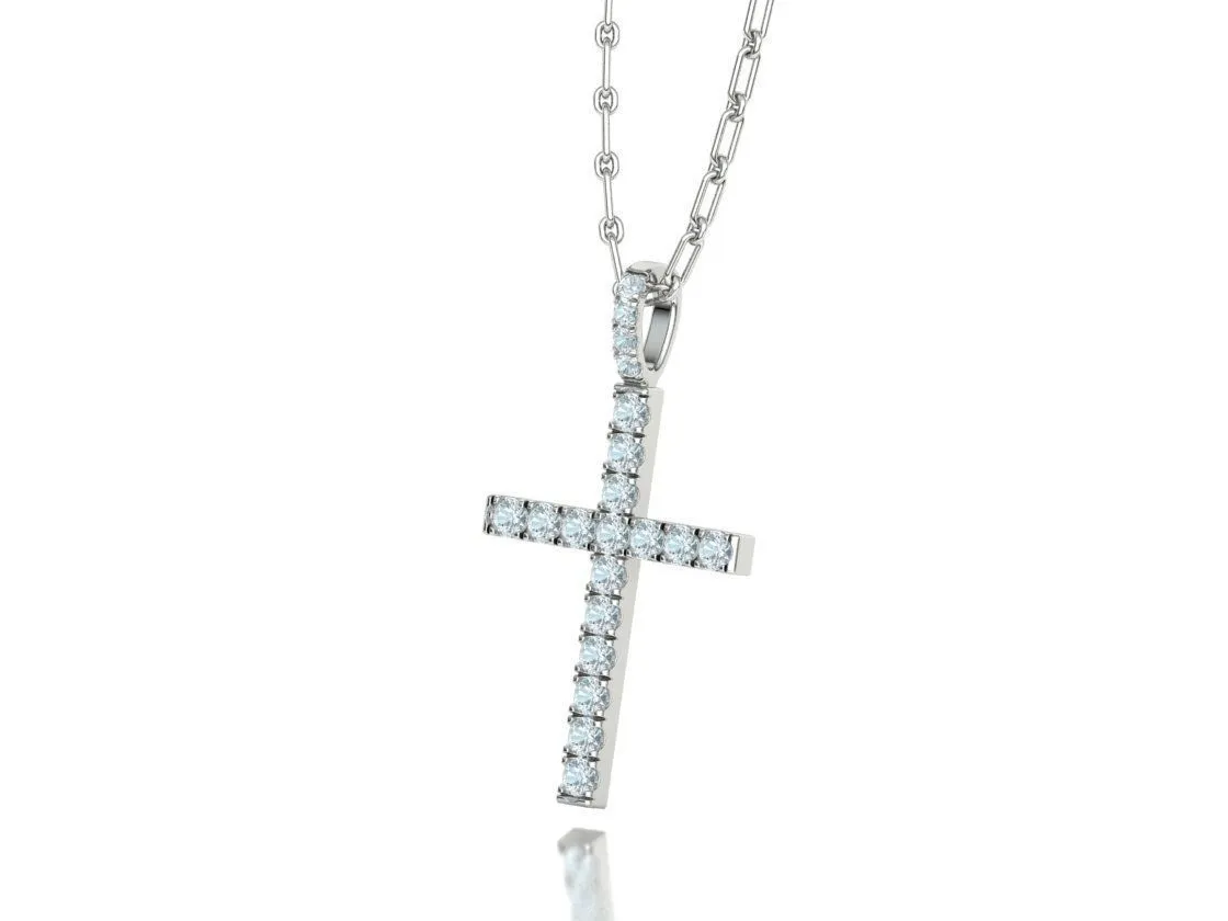 WN-004-Luminous Cross Charm Necklace-23 High-polished Luminous Cross Charm Necklace with an intricate cross design, symbolizing faith and elegance, perfect for any occasion.
