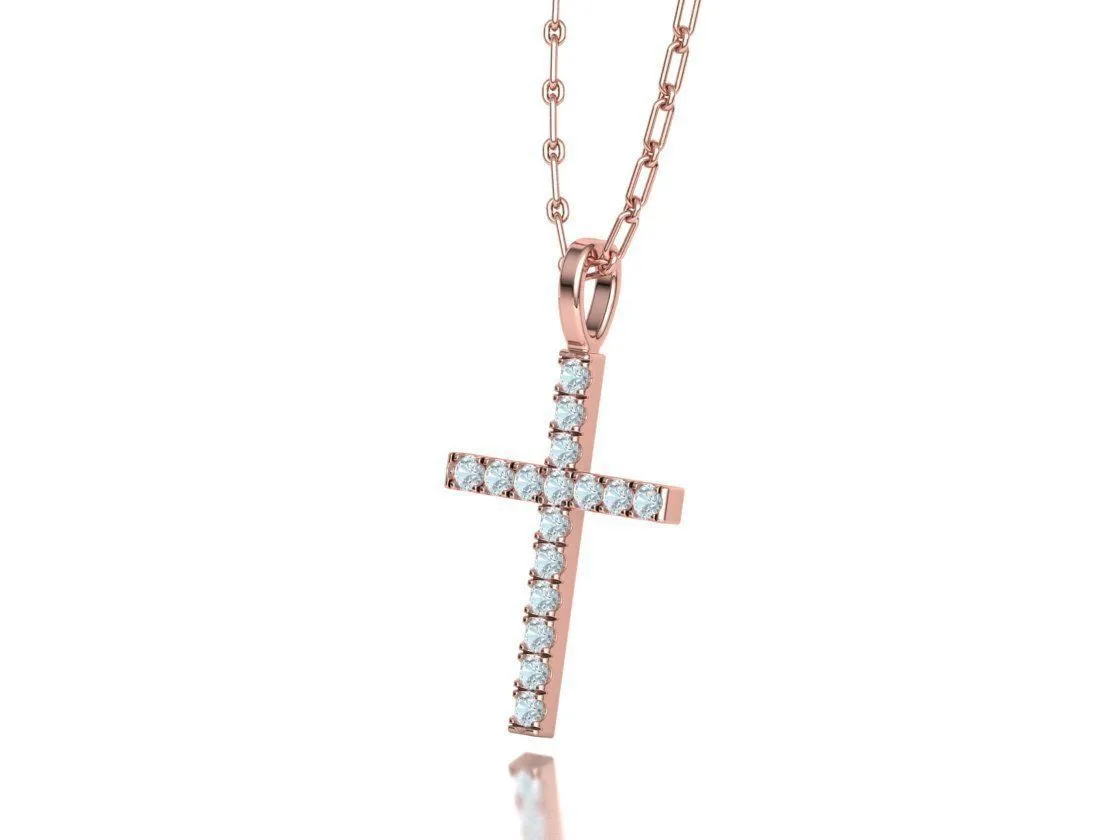 WN-004-Luminous Cross Charm Necklace-26 High-polished Luminous Cross Charm Necklace with an intricate cross design, symbolizing faith and elegance, perfect for any occasion.