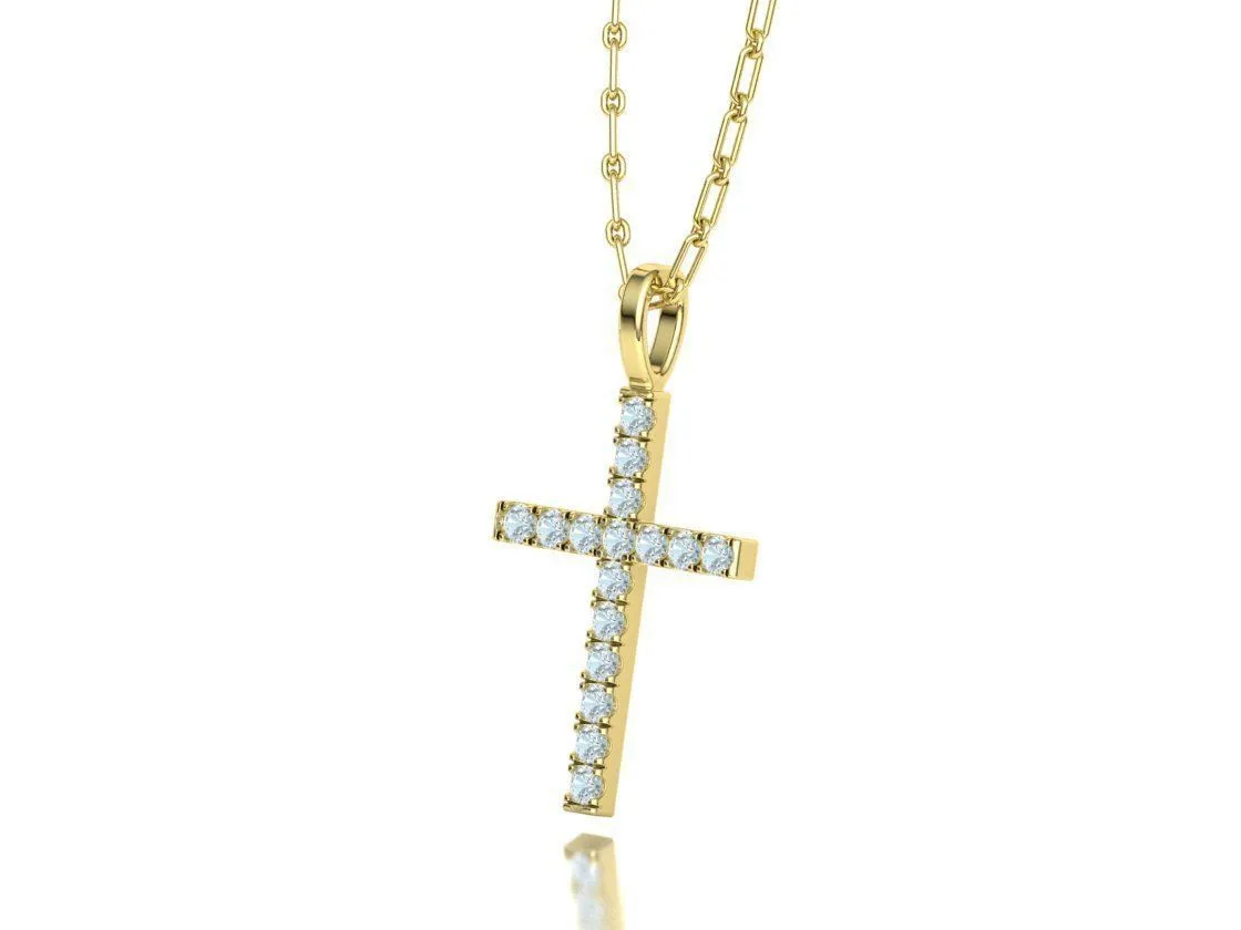 WN-004-Luminous Cross Charm Necklace-29 High-polished Luminous Cross Charm Necklace with an intricate cross design, symbolizing faith and elegance, perfect for any occasion.