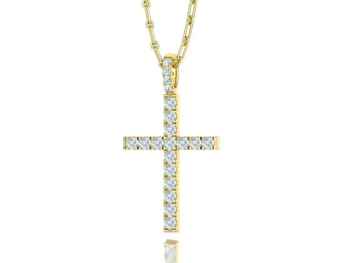 WN-004-Luminous Cross Charm Necklace-35 High-polished Luminous Cross Charm Necklace with an intricate cross design, symbolizing faith and elegance, perfect for any occasion.