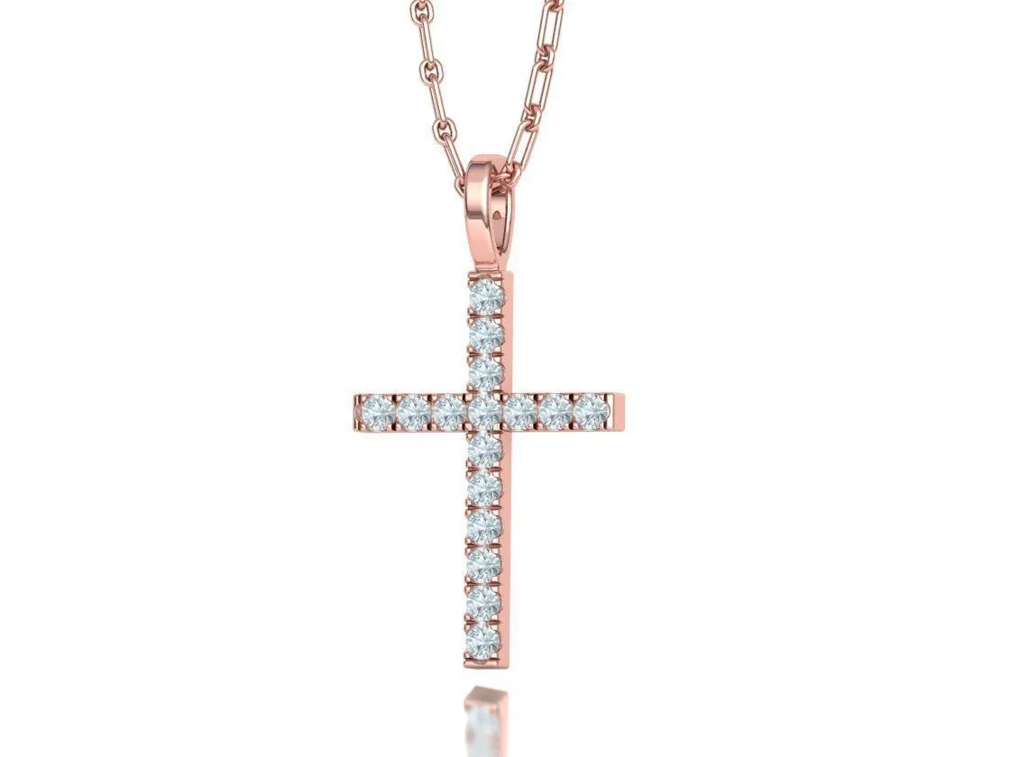 WN-004-Luminous Cross Charm Necklace-36 High-polished Luminous Cross Charm Necklace with an intricate cross design, symbolizing faith and elegance, perfect for any occasion.