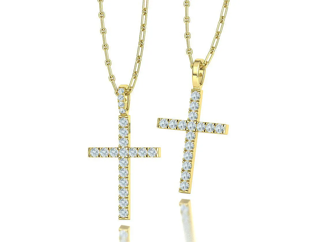 WN-004-Luminous Cross Charm Necklace-9 High-polished Luminous Cross Charm Necklace with an intricate cross design, symbolizing faith and elegance, perfect for any occasion.