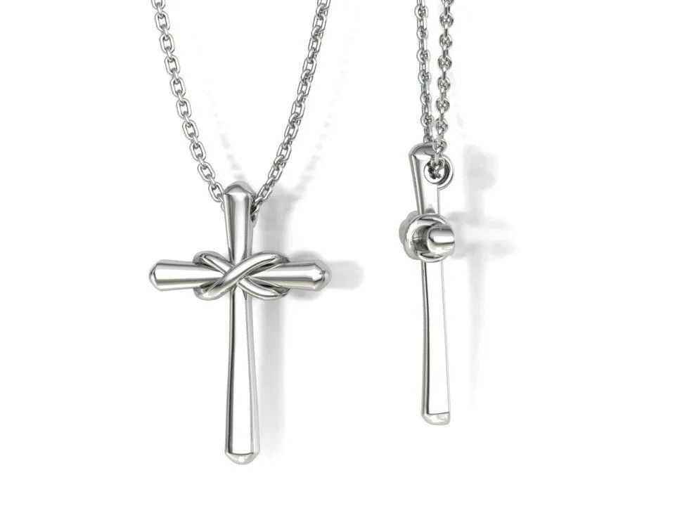High-polished Elegant Knot Cross Necklace with an intricate cross and knot design, symbolizing faith and sophistication, perfect for any occasion.