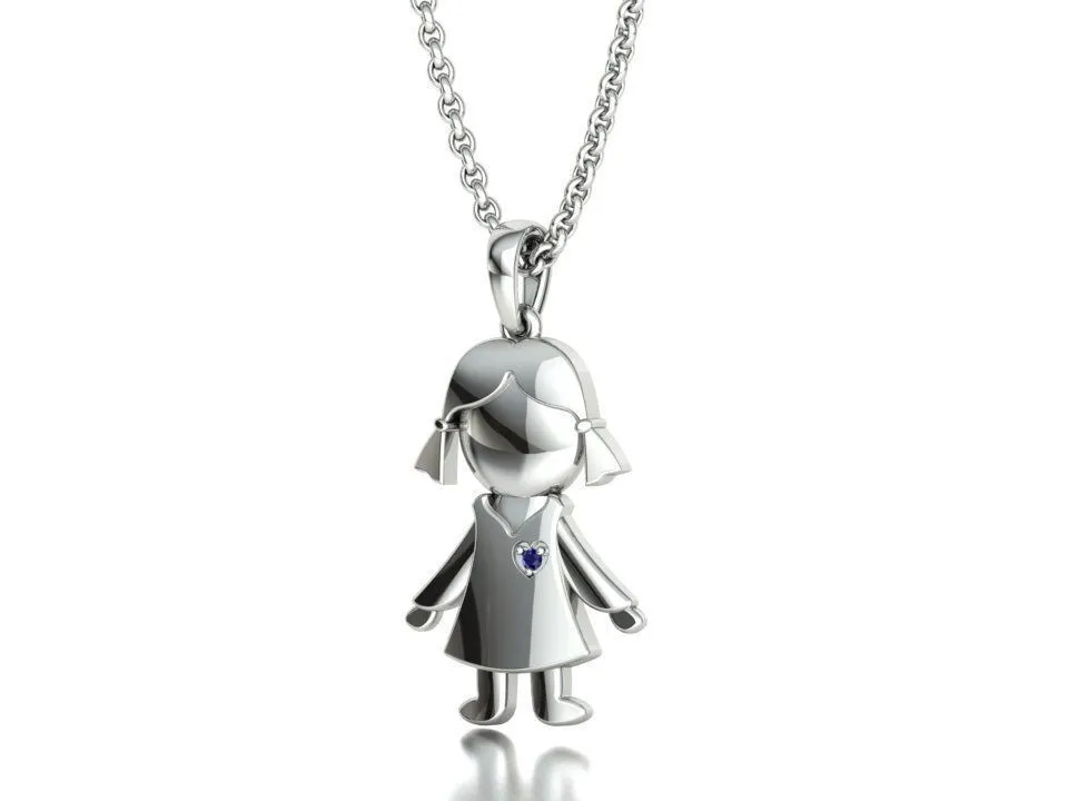 WN-008-Sweet Girl Figure Necklace-17 High-polished Sweet Girl Figure Necklace with an intricate girl figure design, symbolizing love and charm, perfect for any occasion.