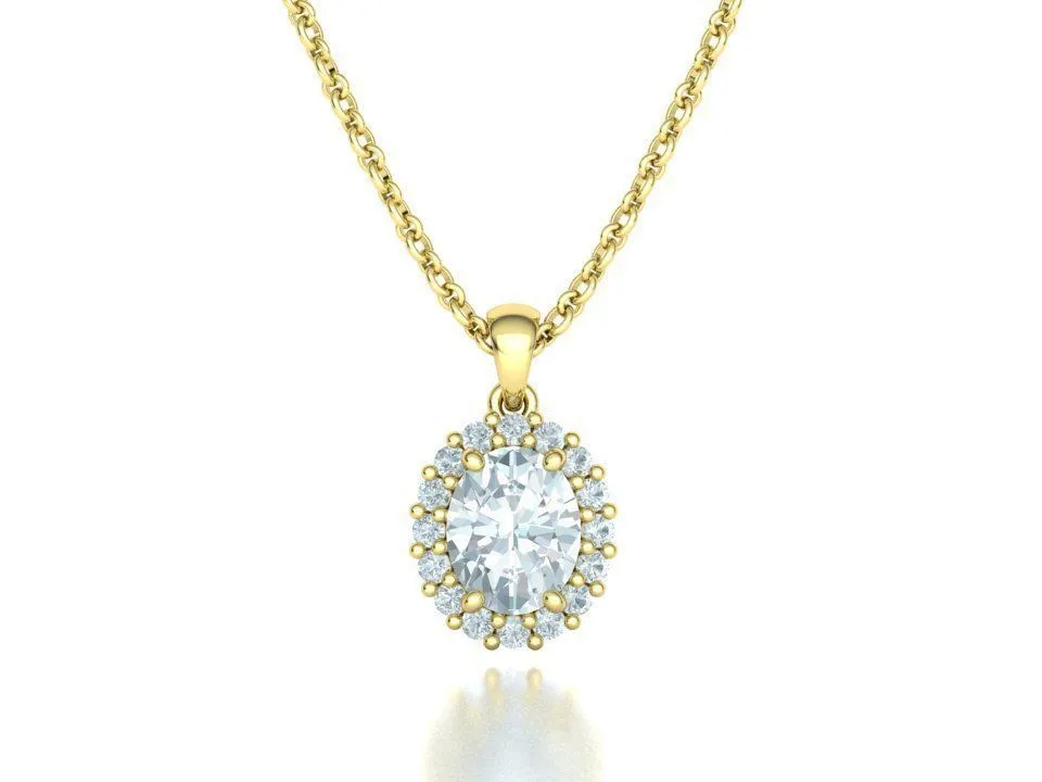 WN-014-Diana Oval Pendant Necklace-23 High-polished Diana Oval Pendant Necklace with a beautifully crafted oval pendant, symbolizing timeless elegance and sophistication, perfect for any occasion.