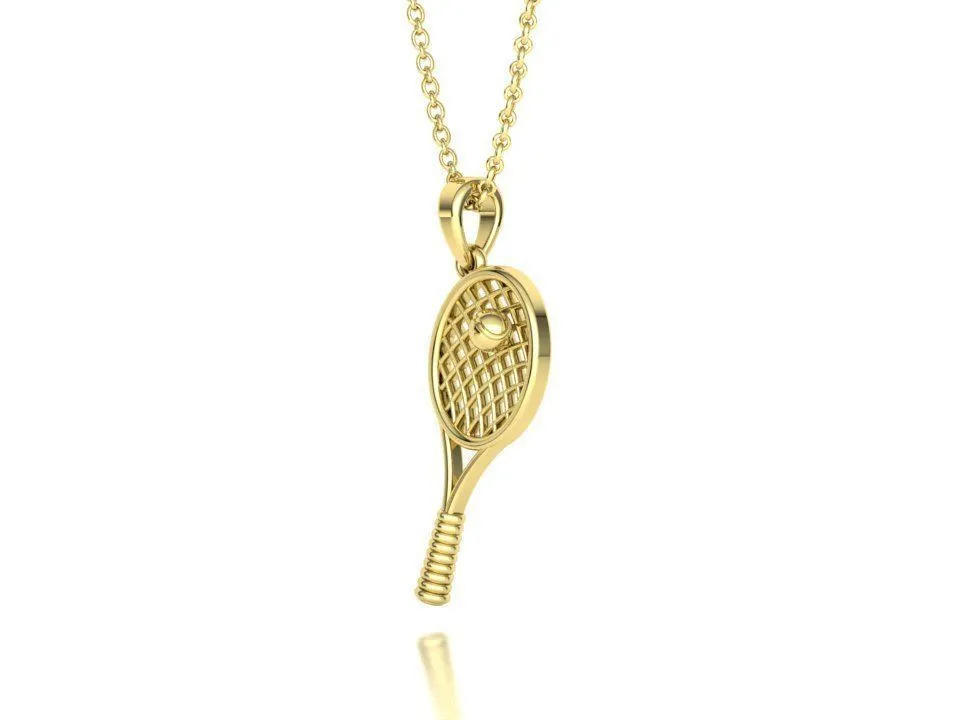 High-polished Racquet Passion Necklace with an intricate racquet pendant design, symbolizing sporty elegance and passion, perfect for any occasion.