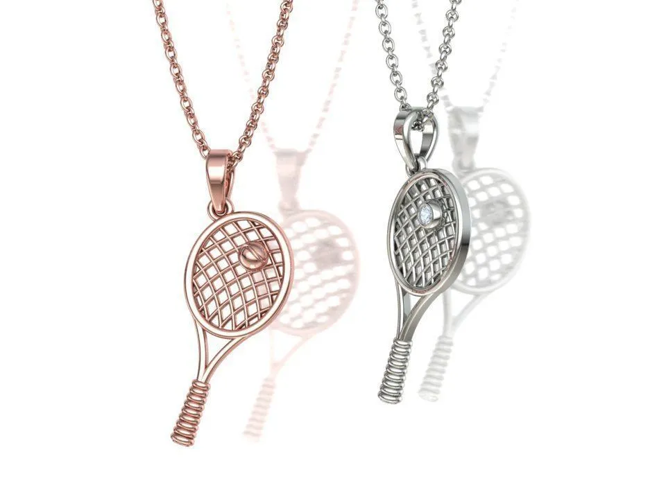 High-polished Racquet Passion Necklace with an intricate racquet pendant design, symbolizing sporty elegance and passion, perfect for any occasion.