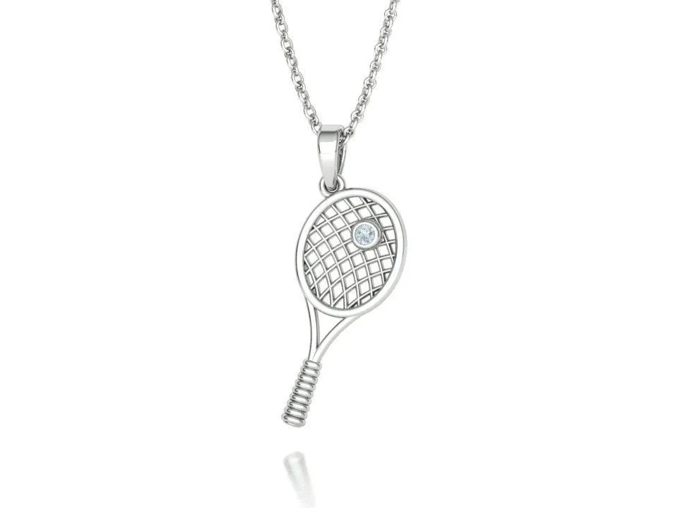High-polished Racquet Passion Necklace with an intricate racquet pendant design, symbolizing sporty elegance and passion, perfect for any occasion.
