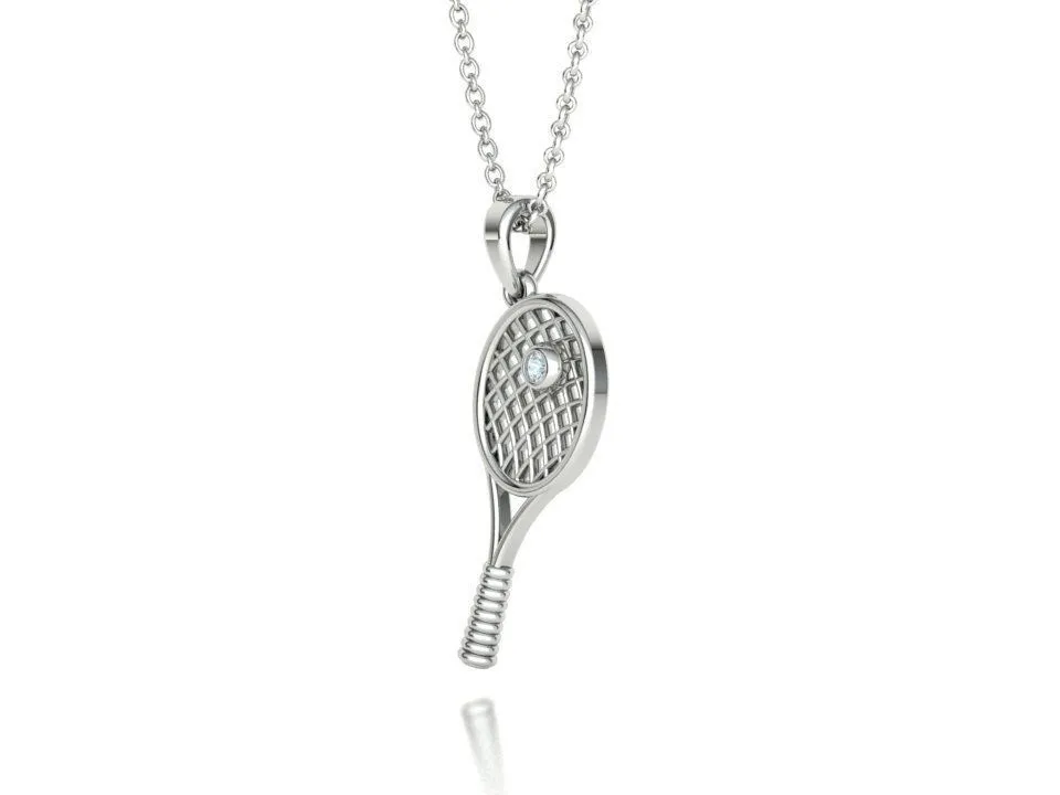 High-polished Racquet Passion Necklace with an intricate racquet pendant design, symbolizing sporty elegance and passion, perfect for any occasion.