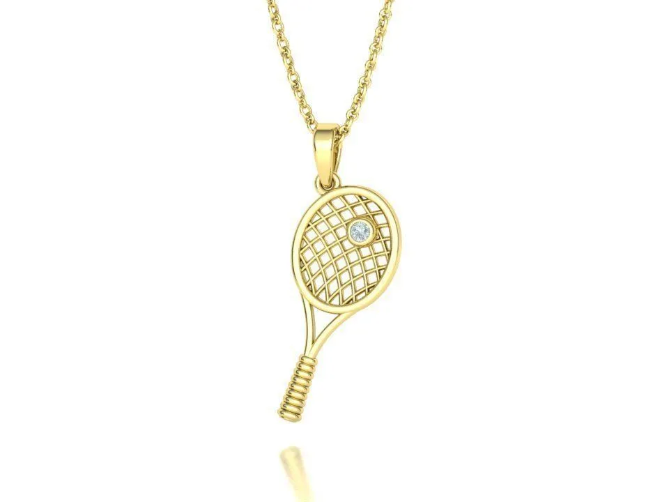 High-polished Racquet Passion Necklace with an intricate racquet pendant design, symbolizing sporty elegance and passion, perfect for any occasion.