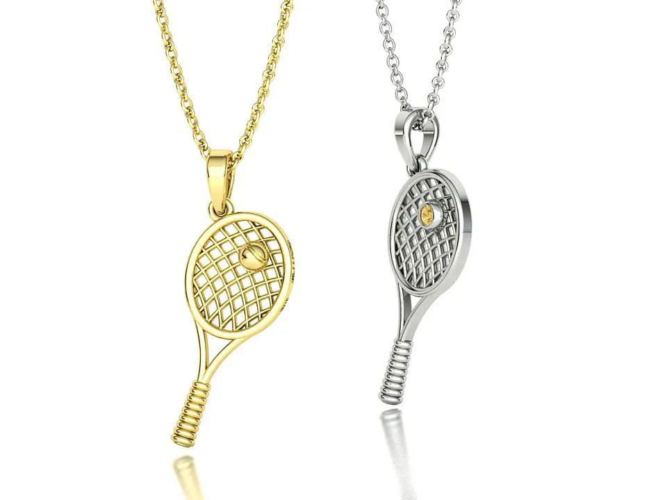 High-polished Racquet Passion Necklace with an intricate racquet pendant design, symbolizing sporty elegance and passion, perfect for any occasion.