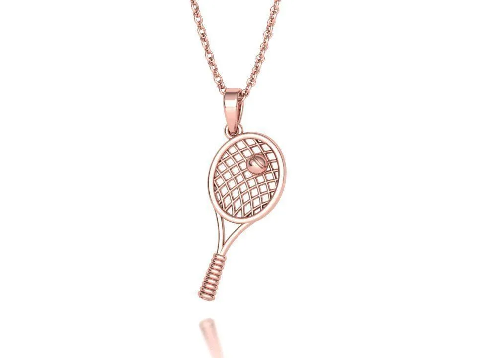 High-polished Racquet Passion Necklace with an intricate racquet pendant design, symbolizing sporty elegance and passion, perfect for any occasion.