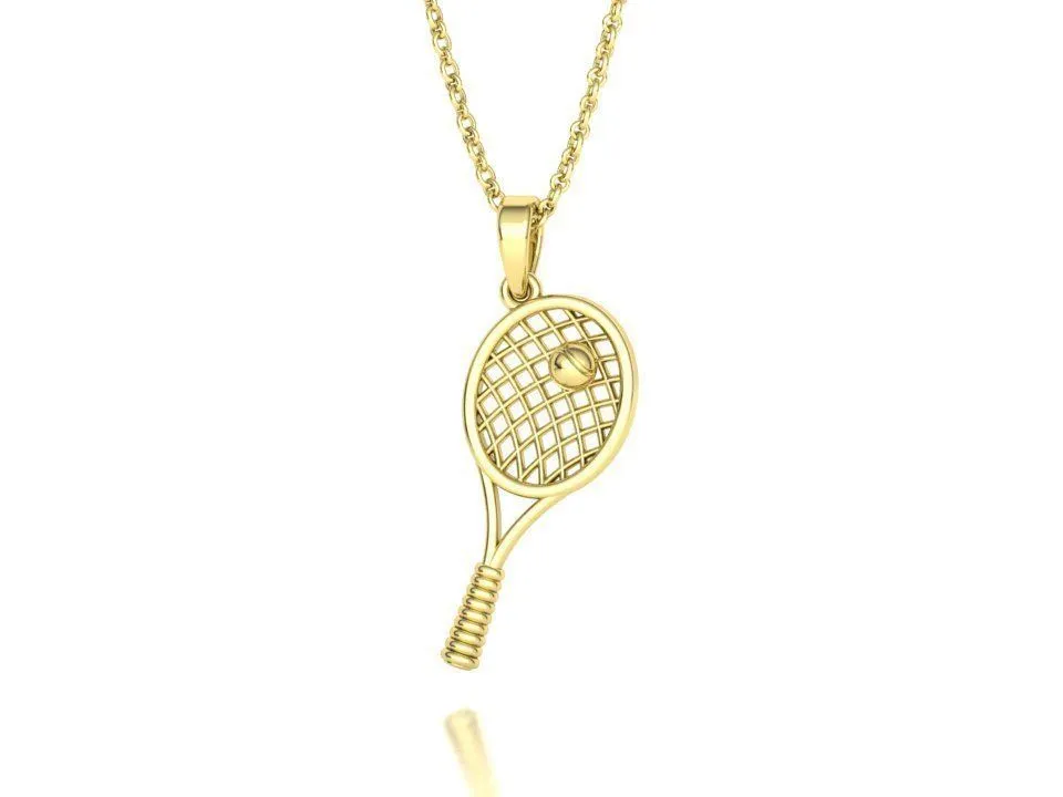 High-polished Racquet Passion Necklace with an intricate racquet pendant design, symbolizing sporty elegance and passion, perfect for any occasion.