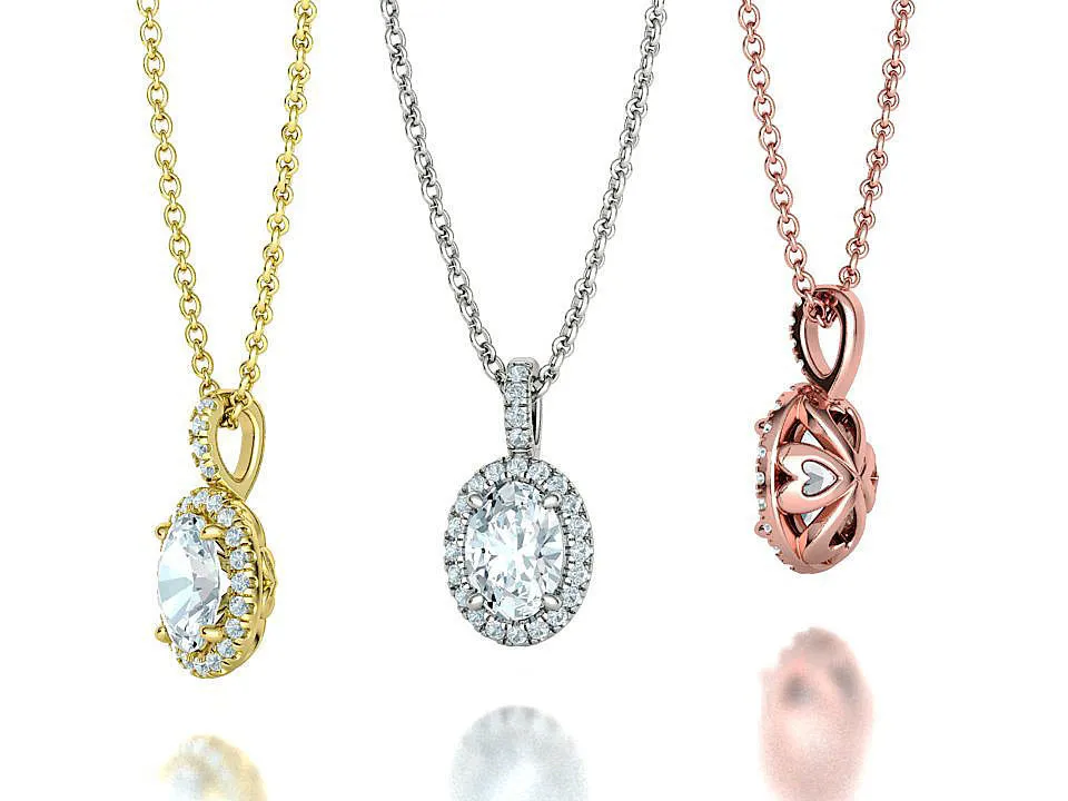 WN-020-Radiant Heart Oval Necklace-3 High-polished Radiant Heart Oval Necklace with a heart-shaped gemstone set in an elegant oval pendant, symbolizing love and elegance, perfect for any occasion.