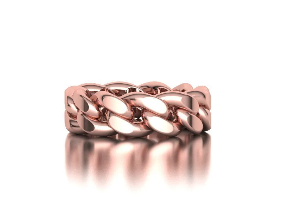 WR-021-Heavy Cuban Chain Rings-26 High-polished Heavy Cuban Chain Ring with a robust Cuban chain link design, symbolizing strength and sophistication, perfect for any occasion.