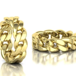 High-polished Heavy Cuban Chain Ring with a robust Cuban chain link design, symbolizing strength and sophistication, perfect for any occasion.