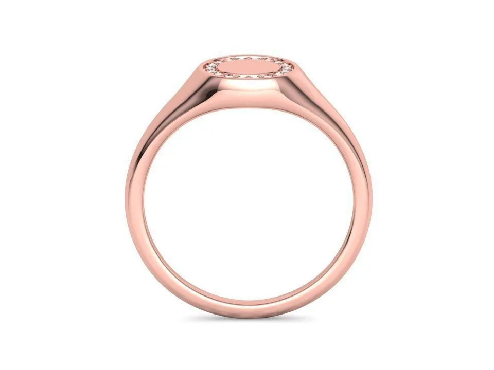 WR-023-Pinky Diamond Round Signet Ring-22 High-polished Pinky Diamond Round Signet Ring with a beautifully set round diamond, symbolizing elegance and luxury, perfect for any occasion.