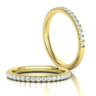 High-polished French Pave Half Ring with a sparkling pave-set design, symbolizing elegance and luxury, perfect for any occasion.