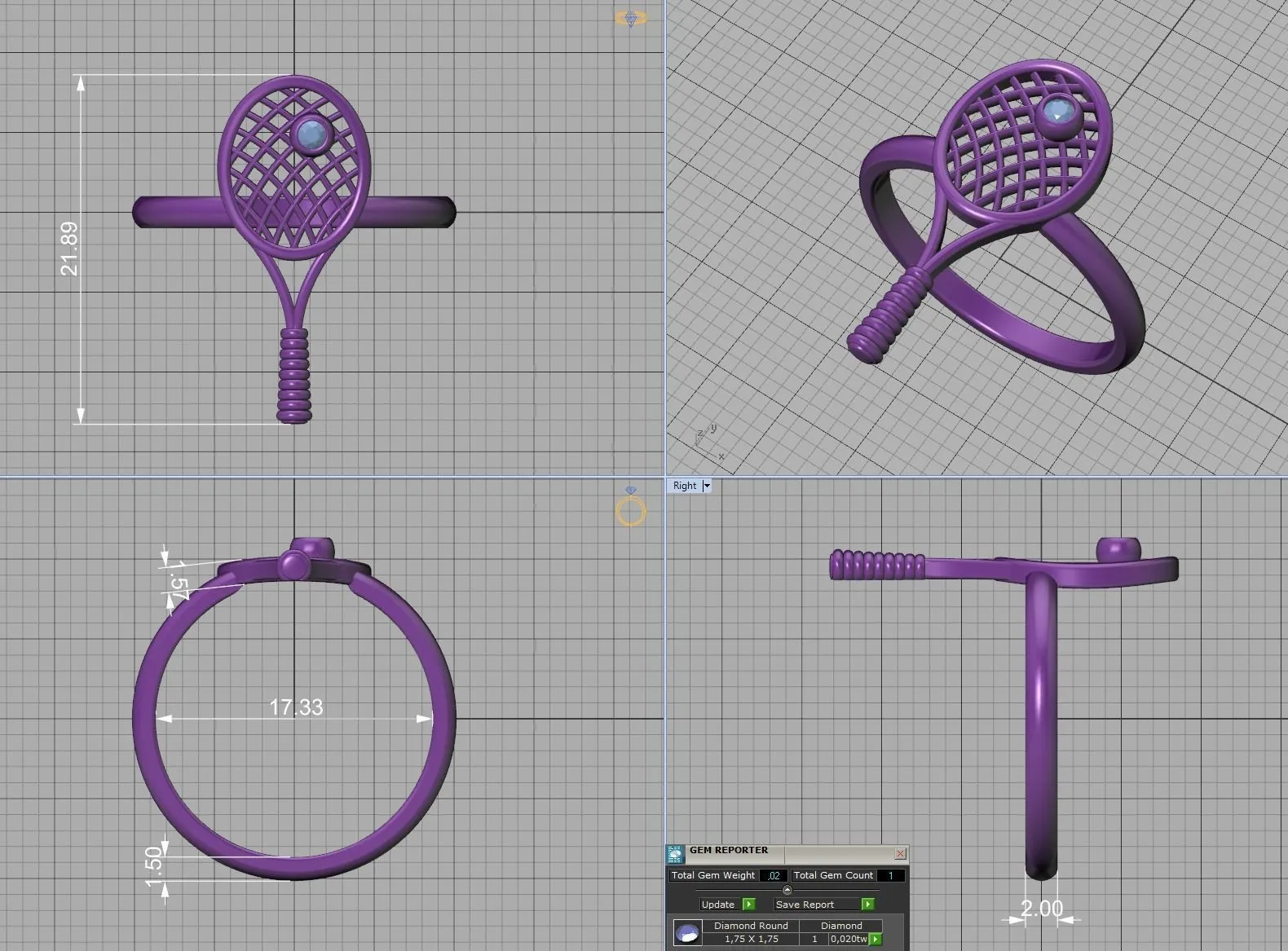 WR-026-Tennis Racket Ring-34 High-polished Tennis Racket Ring with an intricate tennis racket design, symbolizing sporty elegance and sophistication, perfect for any occasion.