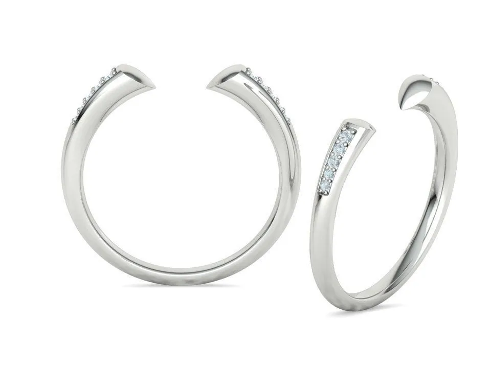 High-polished Diamond Sophia Open Ring with a unique open design adorned with diamonds, symbolizing modern elegance and sophistication, perfect for any occasion.