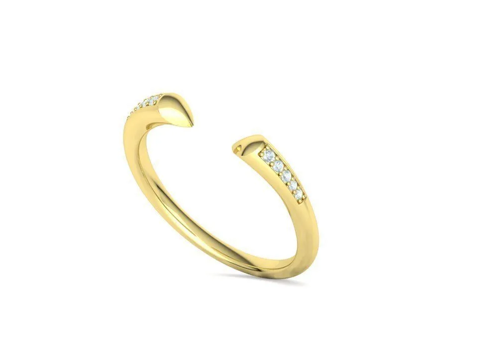 High-polished Diamond Sophia Open Ring with a unique open design adorned with diamonds, symbolizing modern elegance and sophistication, perfect for any occasion.