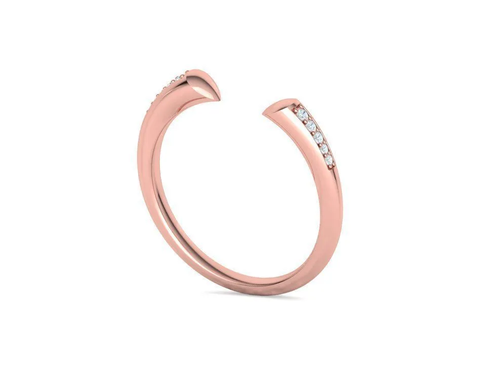 High-polished Diamond Sophia Open Ring with a unique open design adorned with diamonds, symbolizing modern elegance and sophistication, perfect for any occasion.