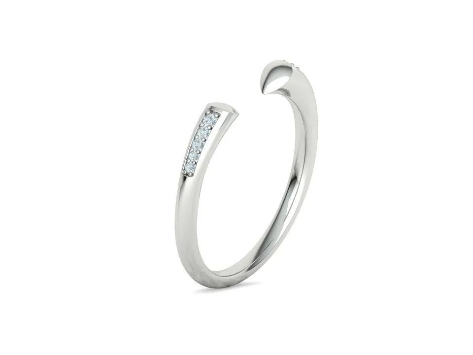 High-polished Diamond Sophia Open Ring with a unique open design adorned with diamonds, symbolizing modern elegance and sophistication, perfect for any occasion.