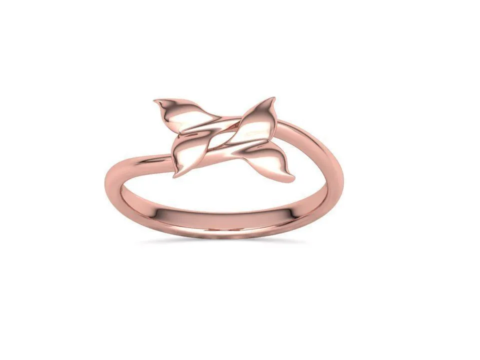 WR-029-Dolphin Tail Bypass Ring-13 High-polished Dolphin Tail Bypass Ring with intricate dolphin tail design, symbolizing elegance and playfulness, perfect for any occasion.