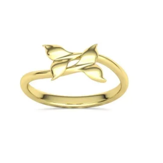 High-polished Dolphin Tail Bypass Ring with intricate dolphin tail design, symbolizing elegance and playfulness, perfect for any occasion.