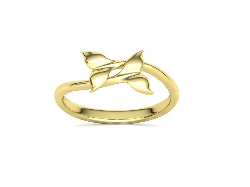 WR-029-Dolphin Tail Bypass Ring-16 High-polished Dolphin Tail Bypass Ring with intricate dolphin tail design, symbolizing elegance and playfulness, perfect for any occasion.