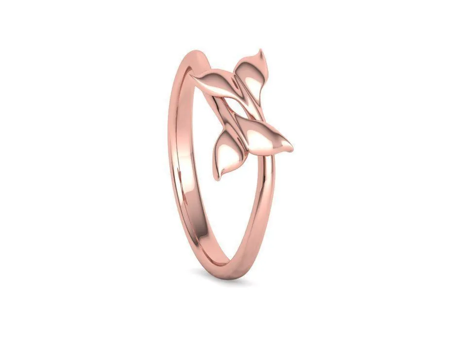 WR-029-Dolphin Tail Bypass Ring-19 High-polished Dolphin Tail Bypass Ring with intricate dolphin tail design, symbolizing elegance and playfulness, perfect for any occasion.